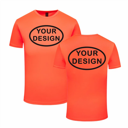 Eget tryck fram & bak, snabbtorkande t-shirt med logotyp, text eller foto – reklamkläder