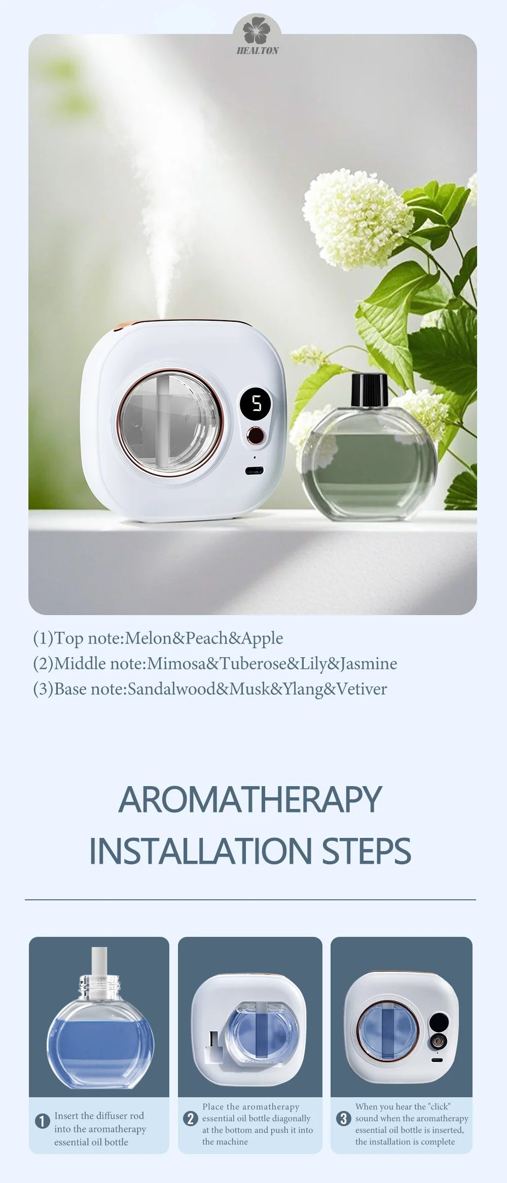Rechargeable automatic aroma diffuser, essential oil diffuser, aroma essential oil, hotel bathroom aroma machine gift