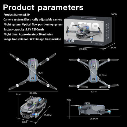 AE19 Drone, High-Definition Dual Camera, 8K Professional Obstacle Avoidance, Folding Quadcopter Toy, Remote-Controlled Aircraft