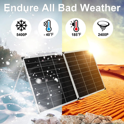 DOKIO Vikbar Solpanel 100W/160W/200W – Monokristallin 18V PWM-regulator Portabel Camping Husbil Båt EU-lager CE