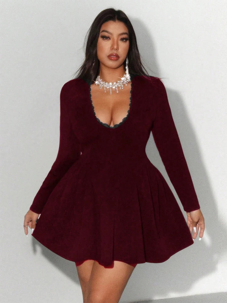 plus Size Lace Sexy Dress Elegant Gown for Women Big Size Party Outerwear Fashionable Casual Dress