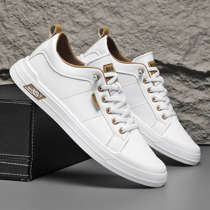 Herr lädersneakers stor storlek – Halkfri, mjuk sula, alla årstider, storlek 39–44, 3 färger