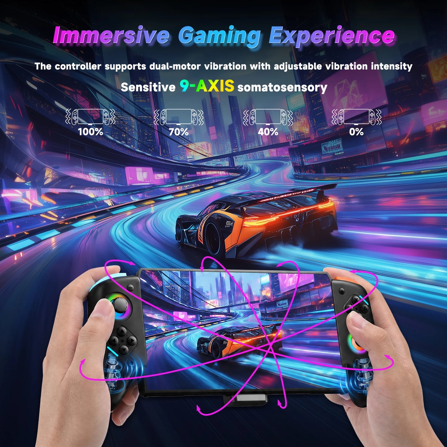 Gamepad For Nintendo Switch 2 Controller RGB 9-Axis Gyro Joypad W/ Dual Shock Turbo/Marco Programable Function Game Pad Joystick