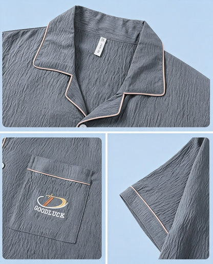 Men's Korean‑Style Fashion 3‑Piece Pajama Set, Versatile Stylish‑Design Lightweight Loungewear, Simple Handsome Casual Homewear