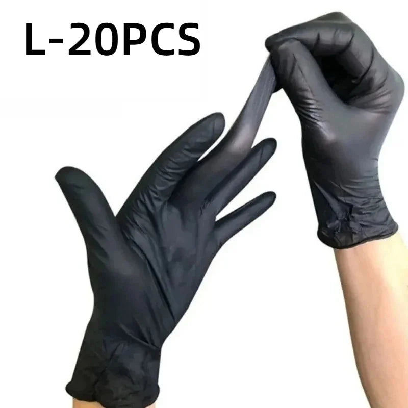 20/60/100PCS Black Disposable Nitrile Gloves Powder Free Waterproof Gloves for Tattoo Supplies Beauty Salon Cleaning Tool