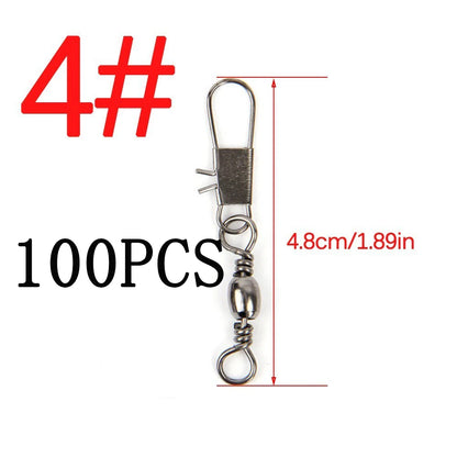 50/100pcs 4-12# Fishing Connector Pin Bearing Rolling Swivel Stainless Steel With Snap Fishhook Lure Tackle Accessorie