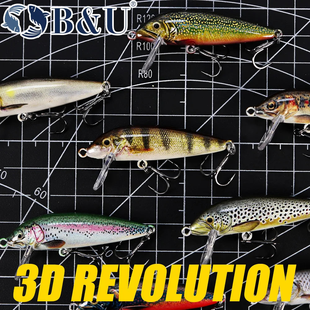 B&U Sinking Minnow Wobblers Fishing Lures For Bass Perch Pike Trout Lure and Hard Bait Jerkbait for Perch Fishing Tackle