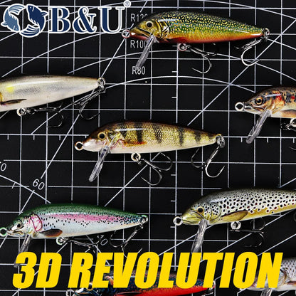 B&U Sinking Minnow Wobblers Fishing Lures For Bass Perch Pike Trout Lure and Hard Bait Jerkbait for Perch Fishing Tackle