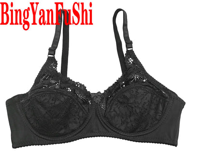 Sexy Lace Women Bra Top Full Cup Minimizer Floral Large Chest Big Bust Bh Thin Padded Cotton Bralette Underwire Push Up Bras C27
