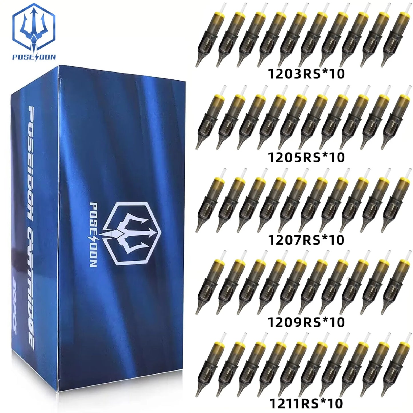 POSEIDON V2 PRO MAX 50PCS Mixed Professional  Tattoo Cartridge Needles Membrane Safety Cartridges Disposable Tattoo Needle