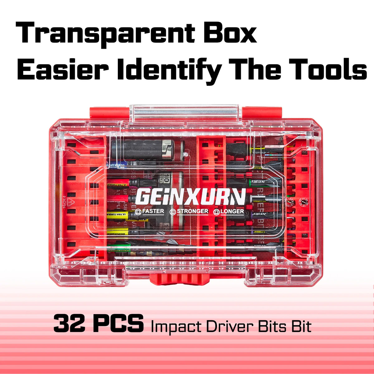Geinxurn 32-delars bitsats med mutterbits och stegborr