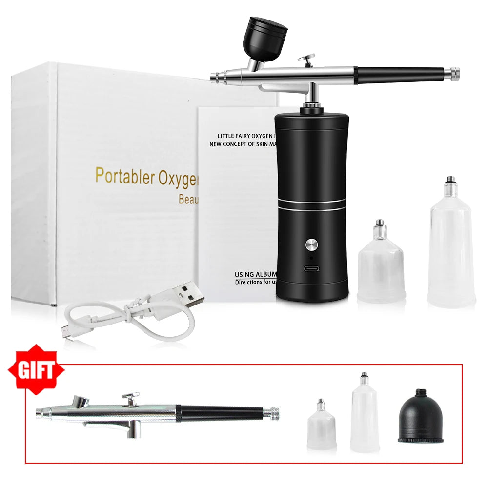 Trådlös Airbrush med Kompressor – 0,3mm Dubbel-action, Laddningsbar, för Konst, Naglar & Modeller