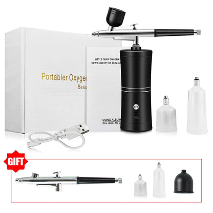 Trådlös Airbrush med Kompressor – 0,3mm Dubbel-action, Laddningsbar, för Konst, Naglar & Modeller