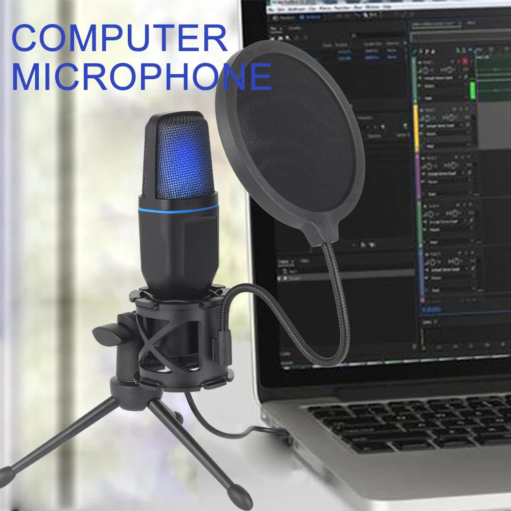 AOIEUUAI RGB USB-kondensatormikrofon för streaming