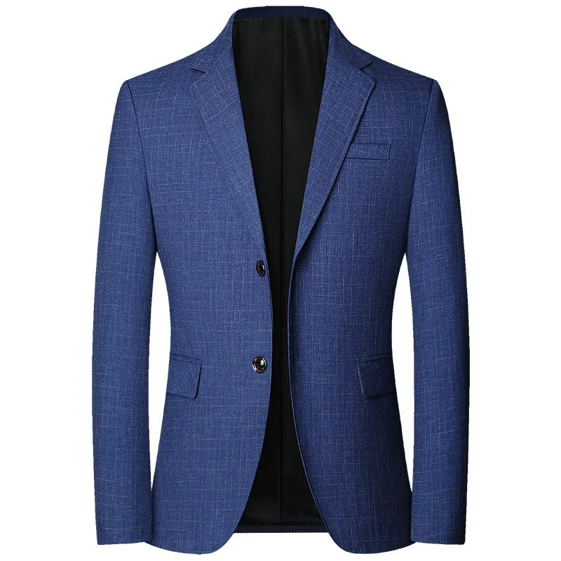 Herr Slim Fit Blazer – Rutig Strükfri Kavaj för Business Casual, Vår & Höst, 3 Färger