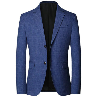 Herr Slim Fit Blazer – Rutig Strükfri Kavaj för Business Casual, Vår & Höst, 3 Färger