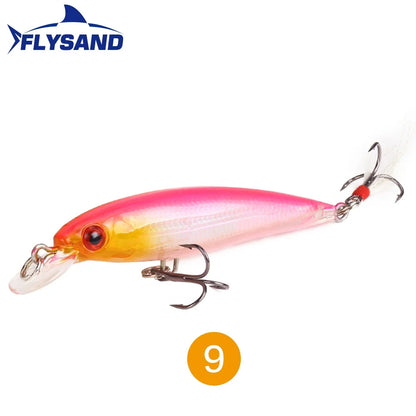 FLYSAND Laser Minnow Fishing Lure Pesca Hooks Fish Wobbler Tackle Crankbait Artificial Japan Hard Bait 90mm 7.2g Swimbait 1PCS