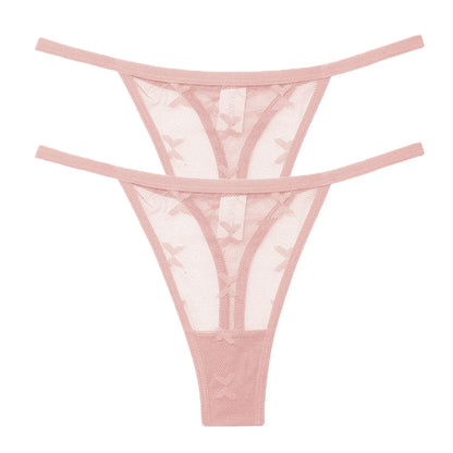 2PCS/Set Mesh G-String Women's Panties Transparent Underwear Women Seamless Thong Female Underpants Intimates Lingerie S-XL