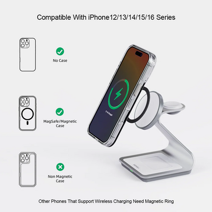 Bonola Magnetic 3 in 1 Wireless Charger for iPhone 17/16/15/13/14/12 30W Wireless Charging Station for Apple Watch/AirPods Pro