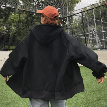 Fashion Zipper Hoodies Women/Men Fashion Long Sleeve Hooded Sweatshirt Casual Autumn Winter Sportwear Solid Clothes