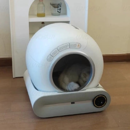 65L Smart Litter Box, Large Capacity Semi-enclosed Self-cleaning Cat Toilet, Controllable Via App, Cat Supplies, EU Stock