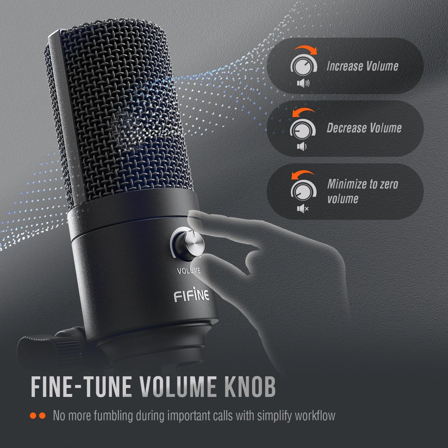 FIFINE Metal USB Condenser Microphone with Gain Knob,Newly Upgraded Detachable Dual-Joint Recording Mic for Laptop/PC-K669