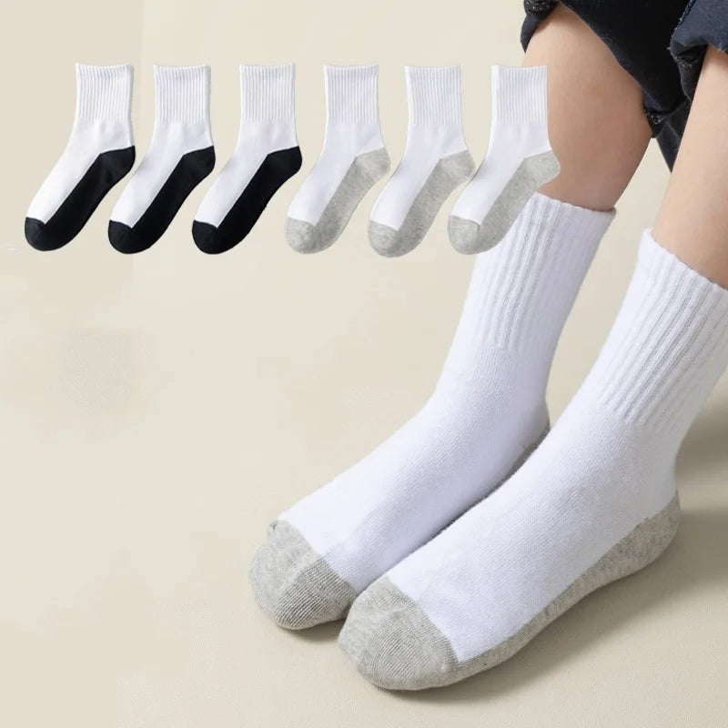 3 Pairs/set Children's Socks Spring Autumn Kids Boys Cotton White Sports Student Home Teenagers Socks For Daily Life 4-16Years