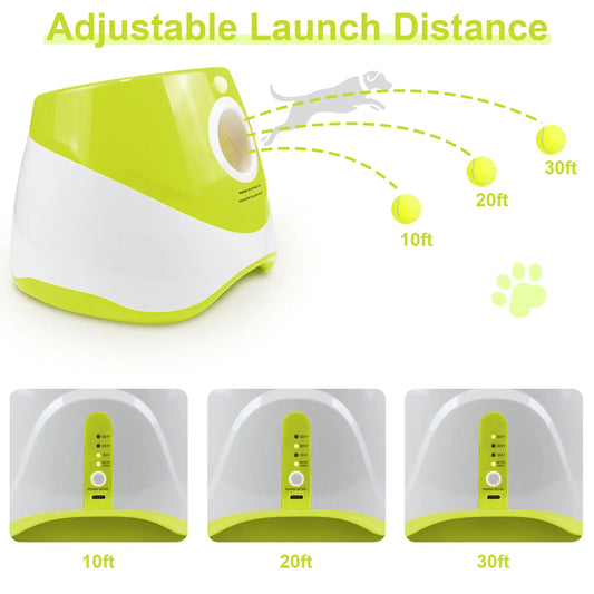 Automatisk Bollkastare för Små Hundar – 3 Avstånd, USB, Inkl. 3 Tennisbollar