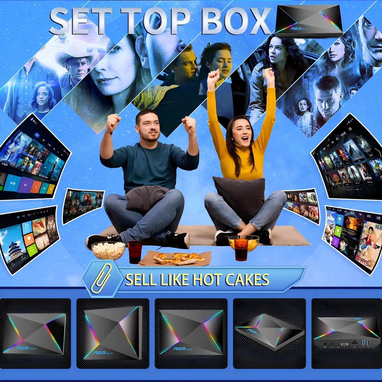 R69 Plus TV Box Android14 Ultra Voice Control HDR10 8K Allwinner H728 Octa Core 1000M LAN WIFI 6 BT5.0 Media Player Set Top Box
