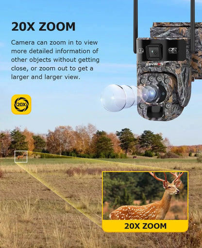 LS VISION 12MP 20X Optical Zoom 4G/ WiFi Solar Camera Outdoor Camouflage PTZ Cameras Surveillance CCTV Solar Hunting Camera Ubox