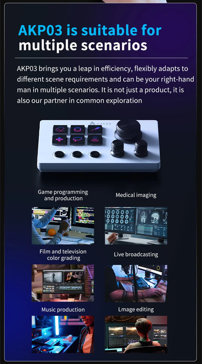 AJAZZ AKP03 Desktop Control Panel, Programmable Keypad for Stock Trading Live Streaming Audio Mixing, Shortcut Controller