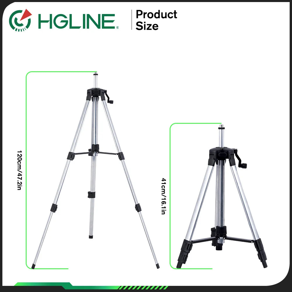 HGLINE 1.2M/1.5M Stretchable Laser Level Tripod Suitable for 5/8 Inch Laser Level Tools Aluminum Tripod with Lifting Rocker