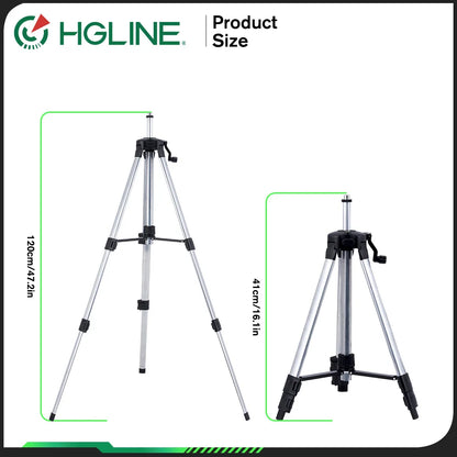 HGLINE 1.2M/1.5M Stretchable Laser Level Tripod Suitable for 5/8 Inch Laser Level Tools Aluminum Tripod with Lifting Rocker
