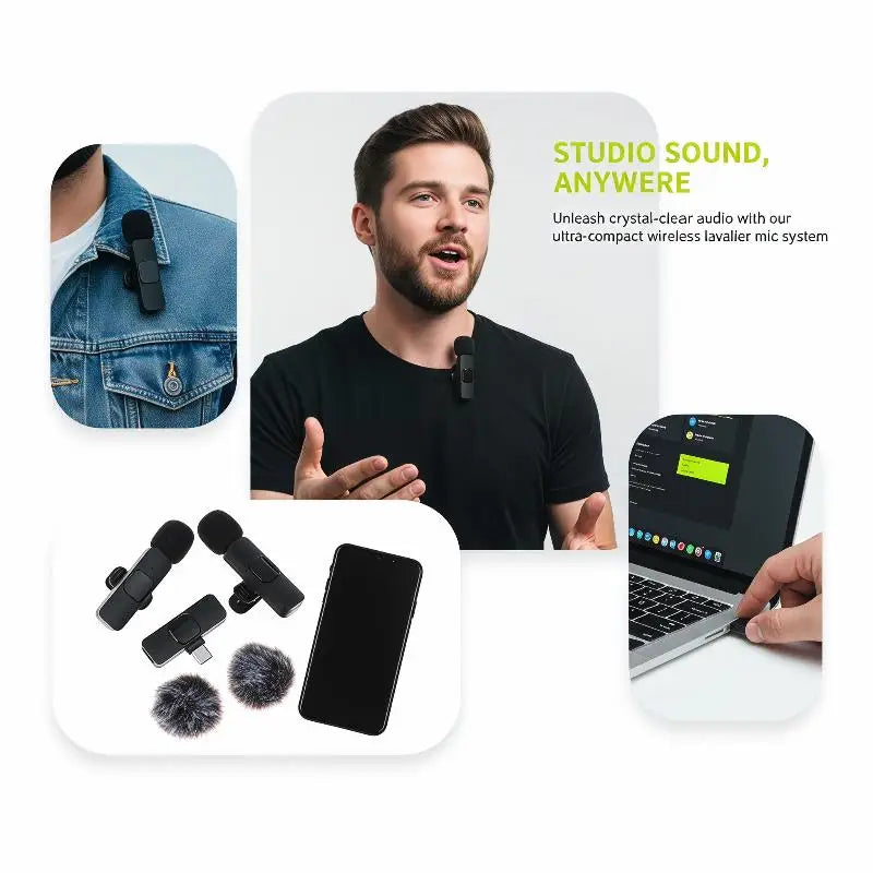 K9 Wireless Mini Lavalier Mic for Effective Audio Video Recording on Smartphones and Laptops