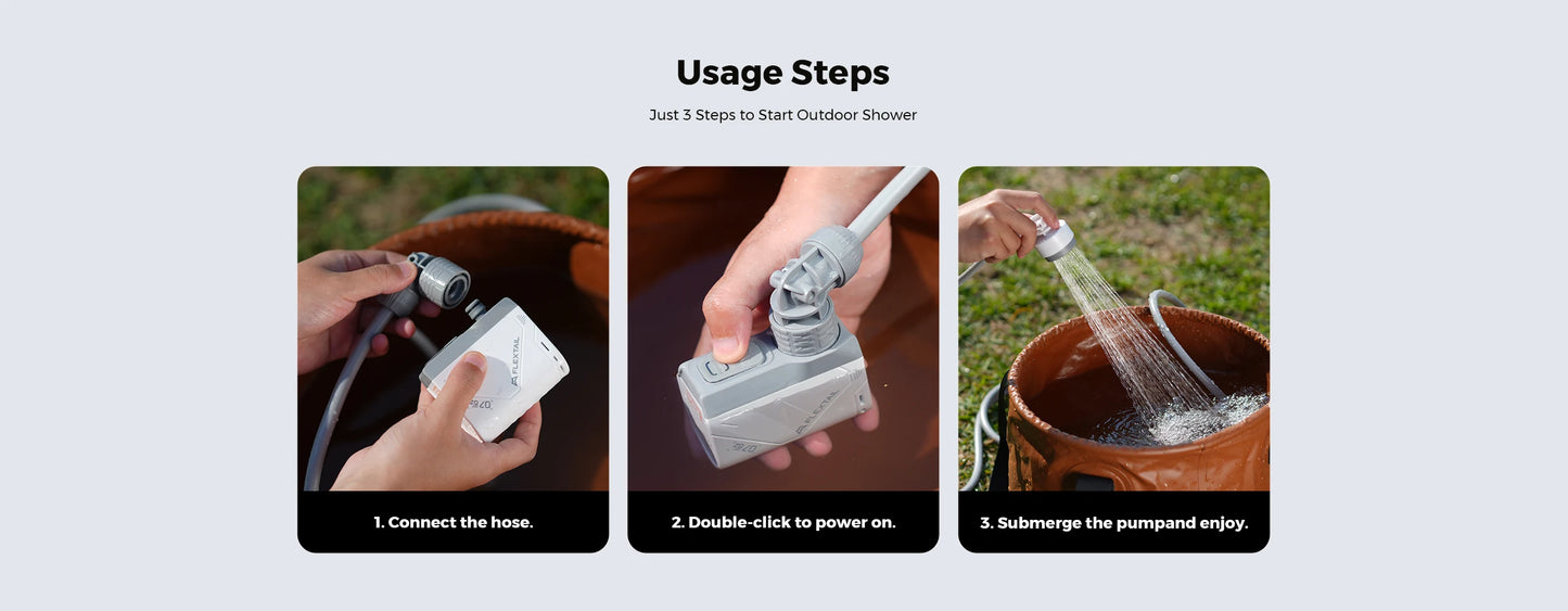 FLEXTAIL TINY SHOWER – Portabel Elektrisk Campingdusch, IPX7, 2500mAh, USB-C, 2 Lägen
