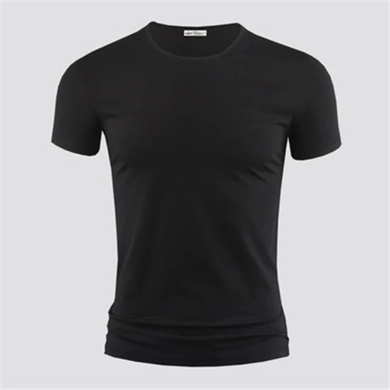2026 Men's T Shirt Pure Color V Collar Short Sleeved Tops Tees Men T-Shirt Black Tights Man T-Shirts Fitness For Male Clothes