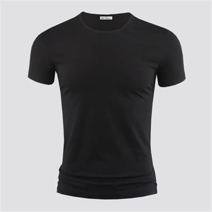 2026 Men's T Shirt Pure Color V Collar Short Sleeved Tops Tees Men T-Shirt Black Tights Man T-Shirts Fitness For Male Clothes