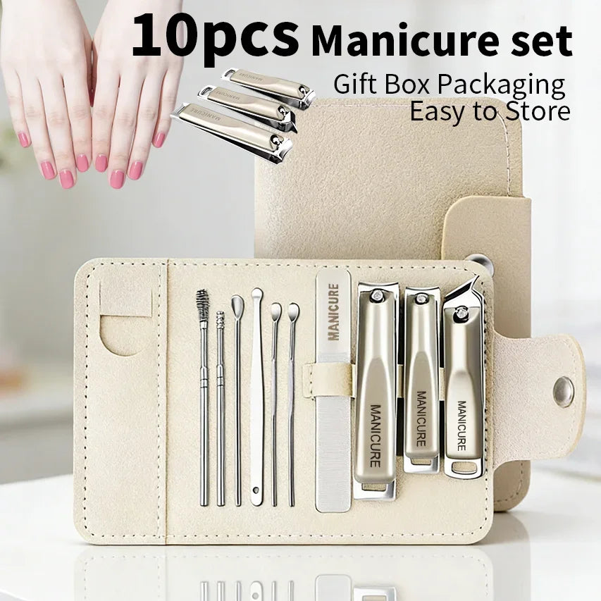 10/5/1pcs Professional Manicure And Pedicure Kit  Includes Nail Clipper Nail File And Ear Pick Portable Storage Case Tool