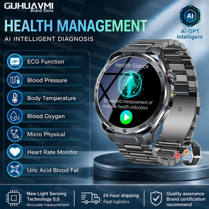 2026 New AI Health Care Accurate Detection ECG Smart Watch Blood Pressure lipids Uric Acid Analysis Bluetooth Call Smart Watches