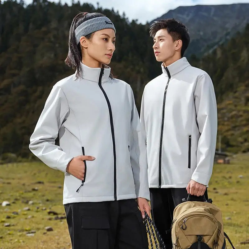 customized logo Men's Tactical Jackets Softshell Lightweight Coats with Pockets Water Resistant Outdoor Hiking couple top C2407