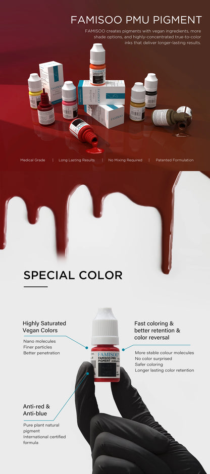FAMISOO 5ML Permanent Makeup Pigment Tattoo Lips Tattoo Inks Eyebrows Eyeliners Pigments Microblading Pigment Tattoo Pigments