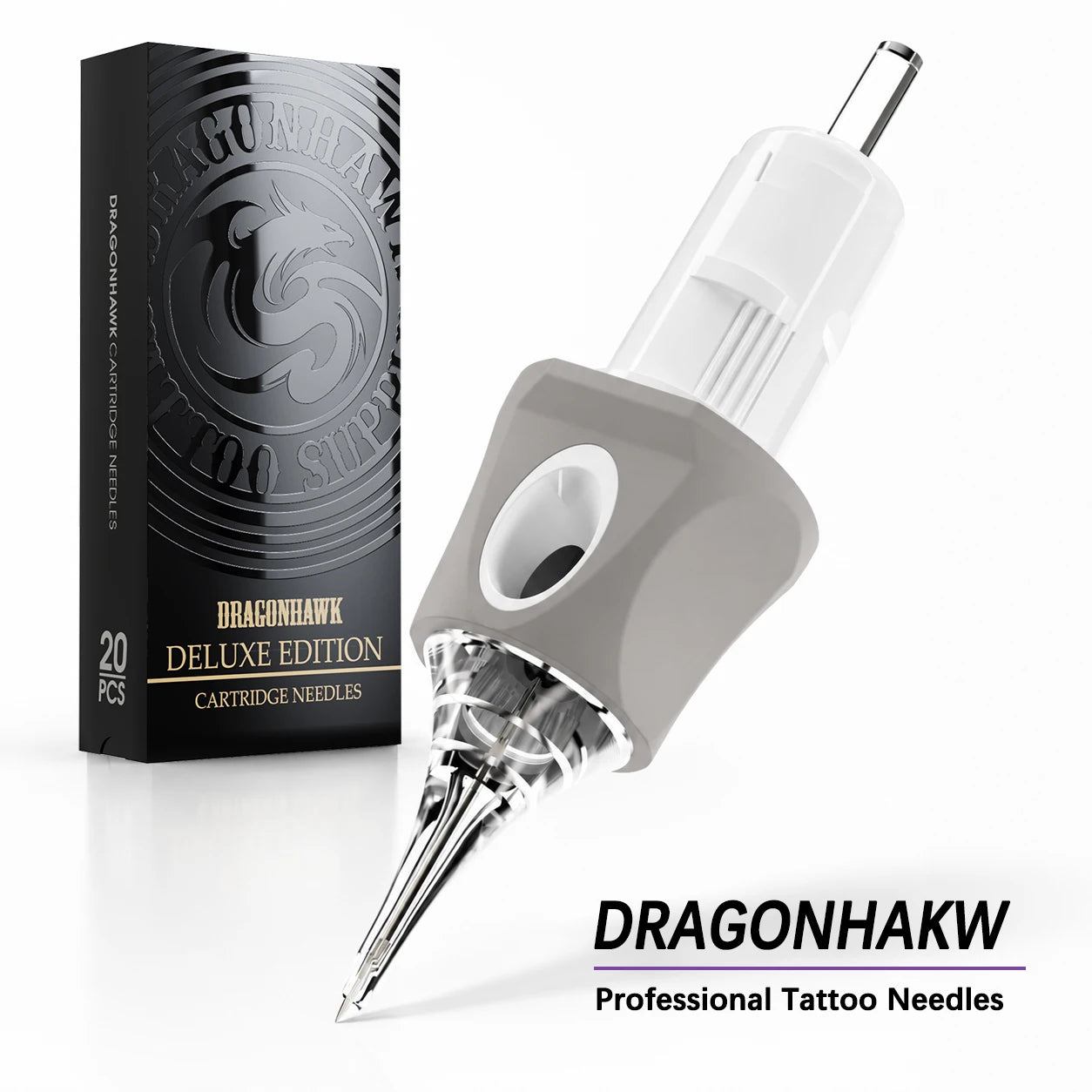 Dragonhawk Deluxe Tattoo Cartridge Needles Soft Silicone Cover 20pcsRL/M/RM Extra Smooth Precision Sharp for Most Machine Supply