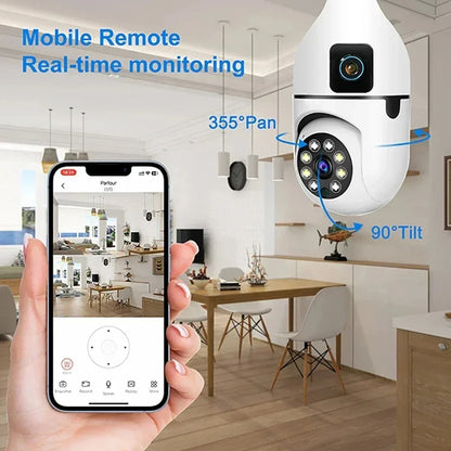 WiFi IP Camera E27 Bulb Cam 8MP Wireless Baby Monitor AI Tracking Security Video Surveillance Pet Cameras 5MP SmartLife Indoor