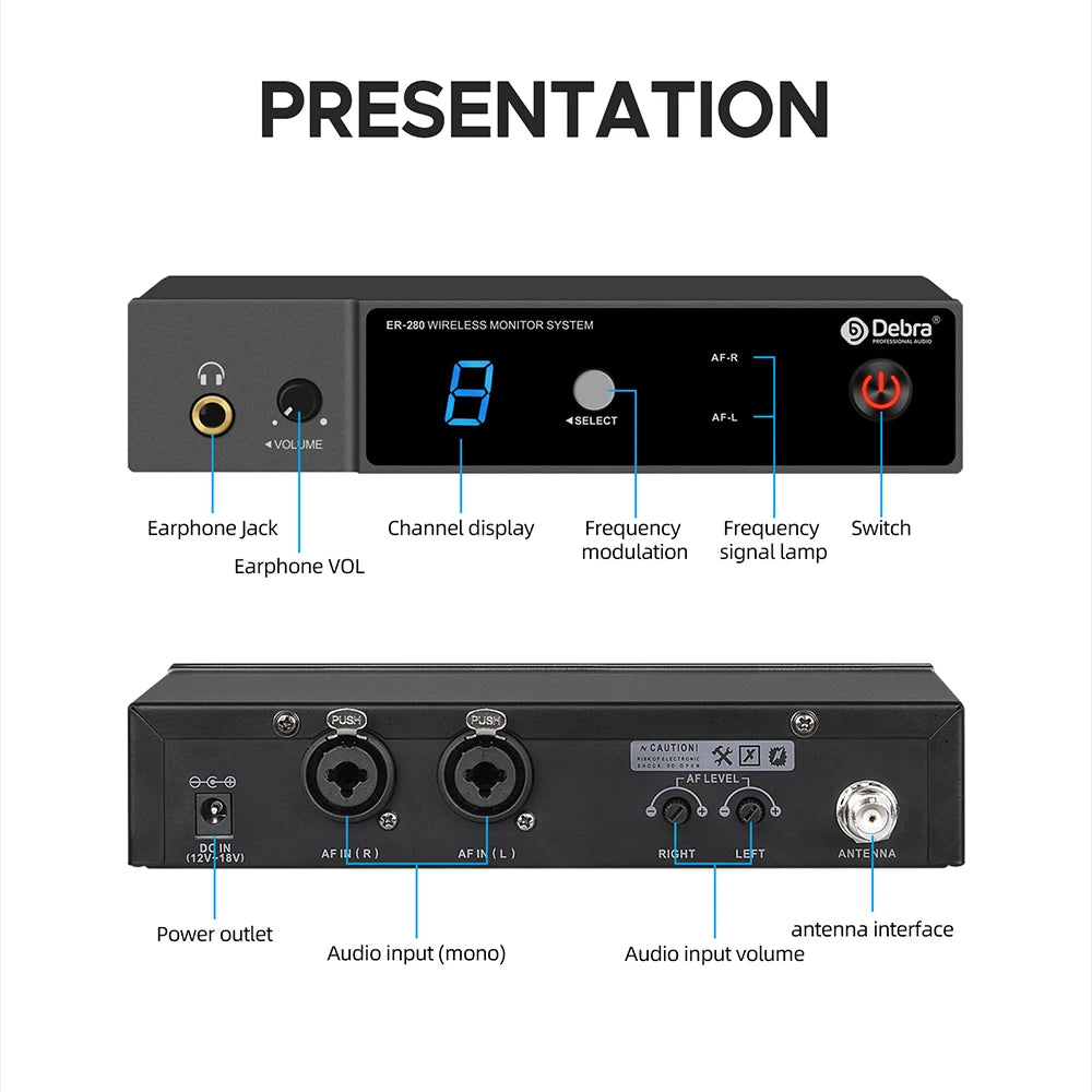 Debra ER-280 UHF Trådlöst In-Ear Monitor-system
