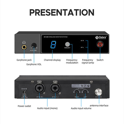 Debra ER-280 UHF Trådlöst In-Ear Monitor-system