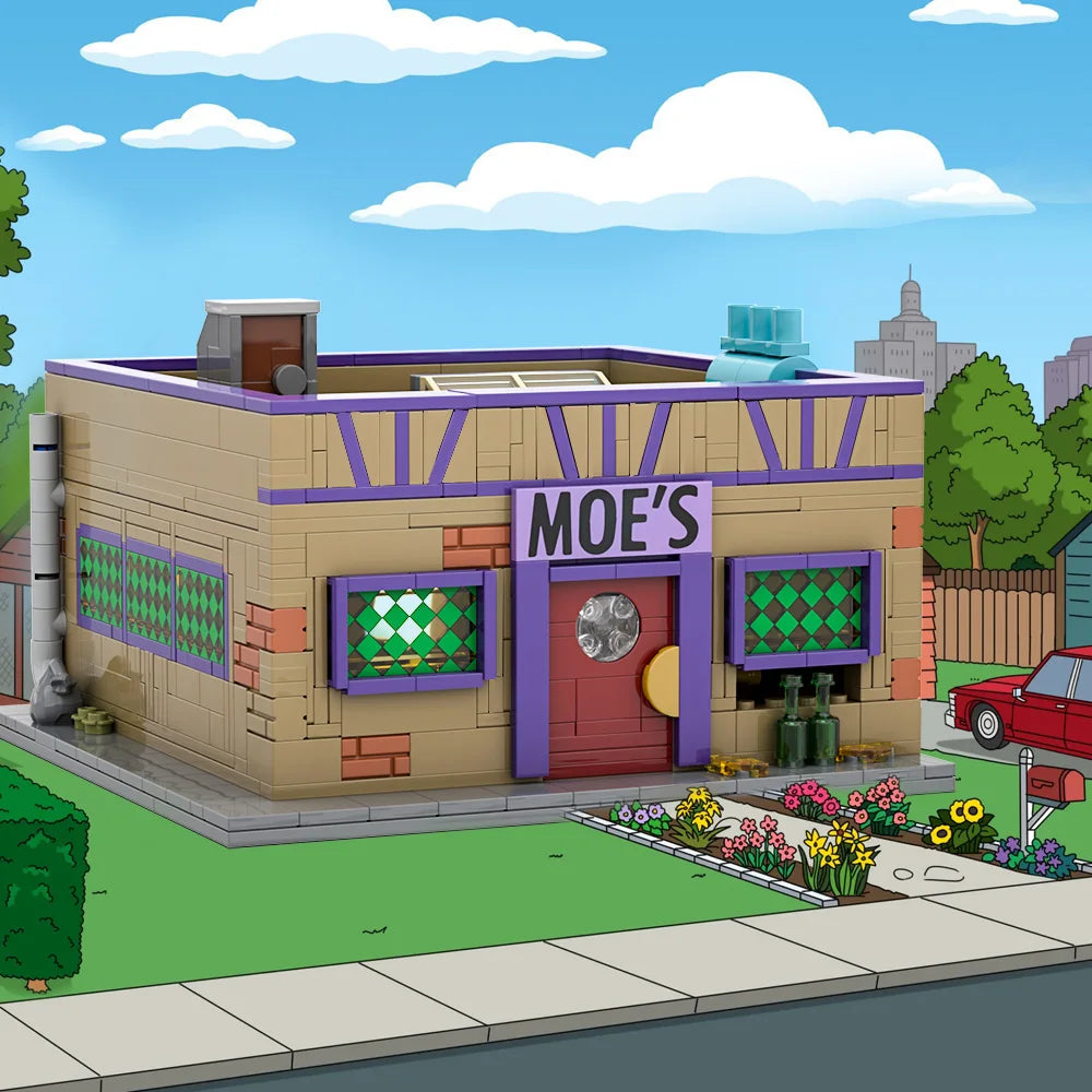 MOC Simpsons Anime Moe's Tavern Byggklossar Modell