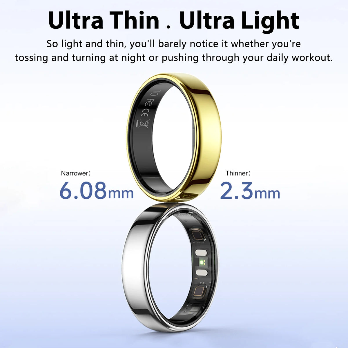 R21 Smart Ring Men Women Ultra-thin 5ATM Waterproof Sport Fitness Tracking AI Health Analysis Heart Rate Blood Oxygen Monioring