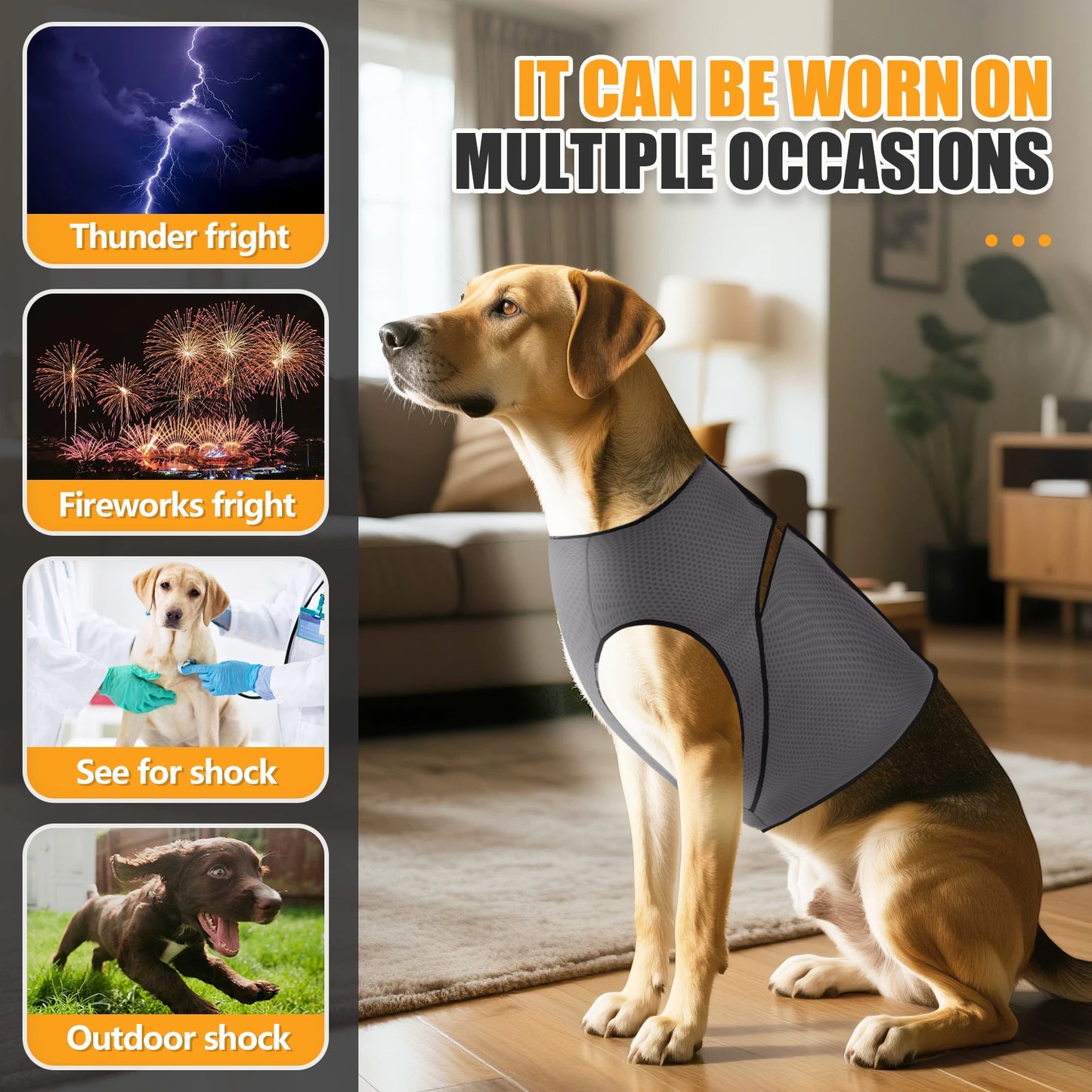 Breathable Mesh Dog Calming Vest Adjustable Anti-Anxiety Soothing Wrap Stress Relief Jacket For Thunder Travel Small M