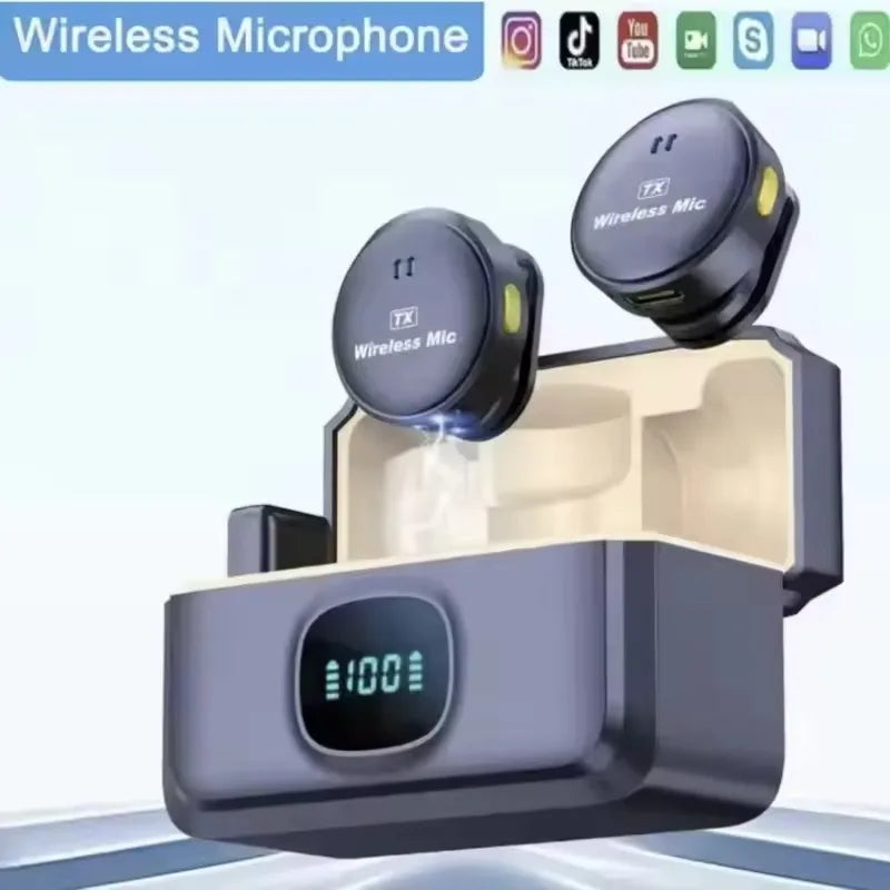 Wireless Magnetic Button Collar Microphone 164ft Range Lapel Mic 40H Battery Lavalier Mic with Charging Case for Video Recording