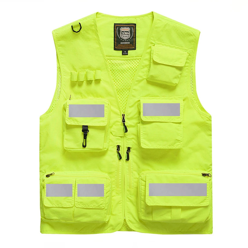 S-7XL Multi Pocket Work Vest for Men Women Volunteer Working Uniforms Logo Printing Fishing Photography Workwear Vest